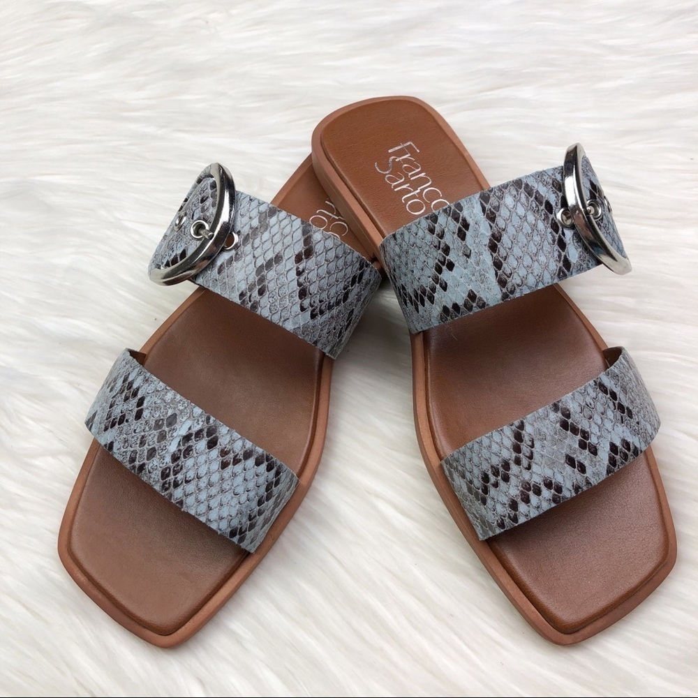 New Franco Sarto Merris Sandal in Snakeskin Light Blue Leather - Picture 10 of 10